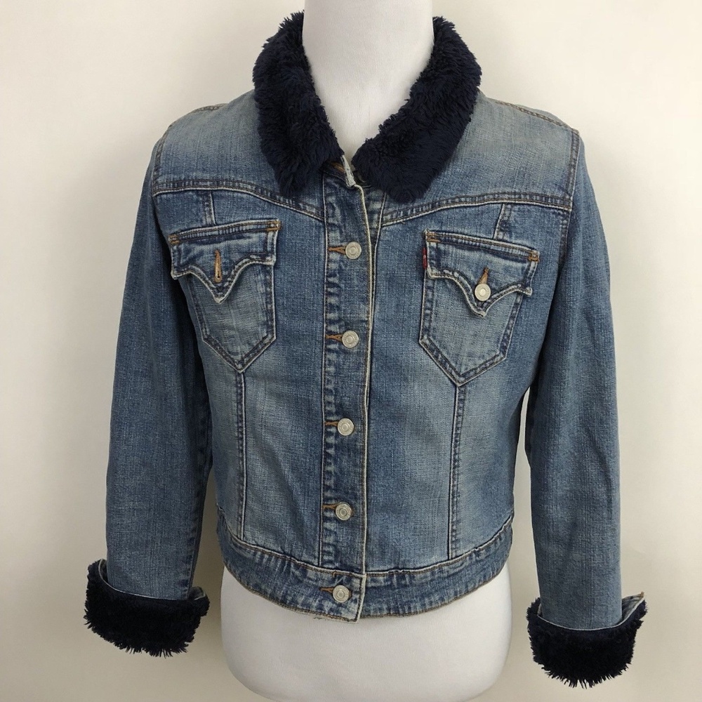 Levi's Faux Fur Sherpa Collar Cuff Denim Jacket M